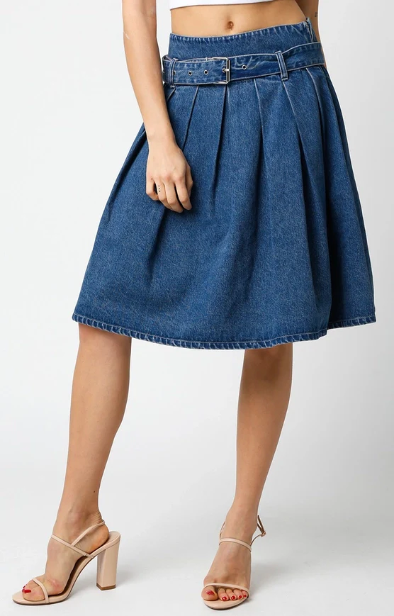 Dalya Denim Pleat Skirt - Image 2