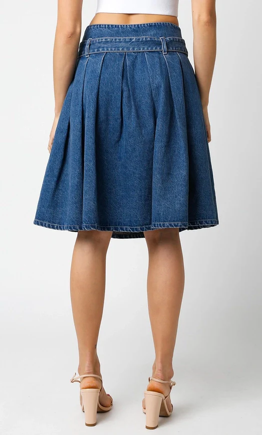 Dalya Denim Pleat Skirt - Image 4
