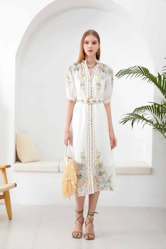 Royalty Floral Linen Dress - Image 2