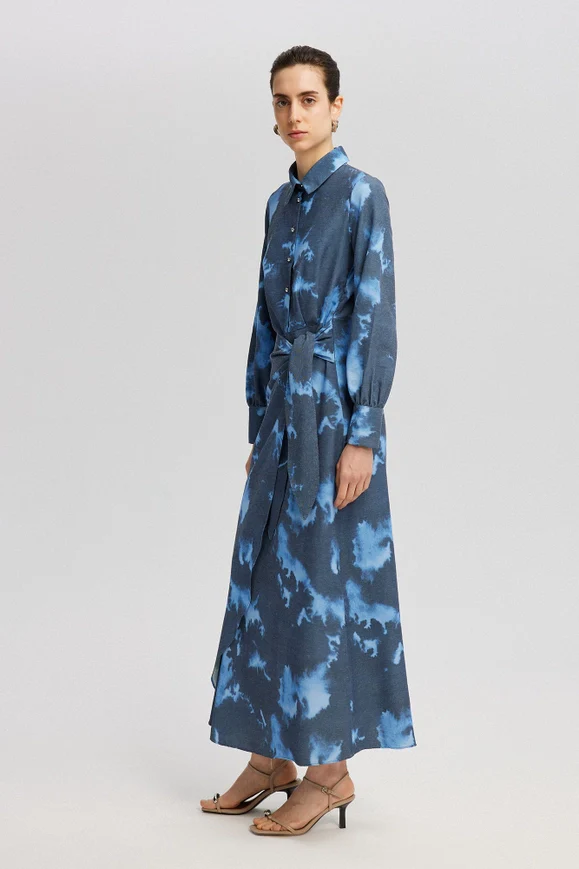 Tie Dye Linen Wrap Dress - Image 5
