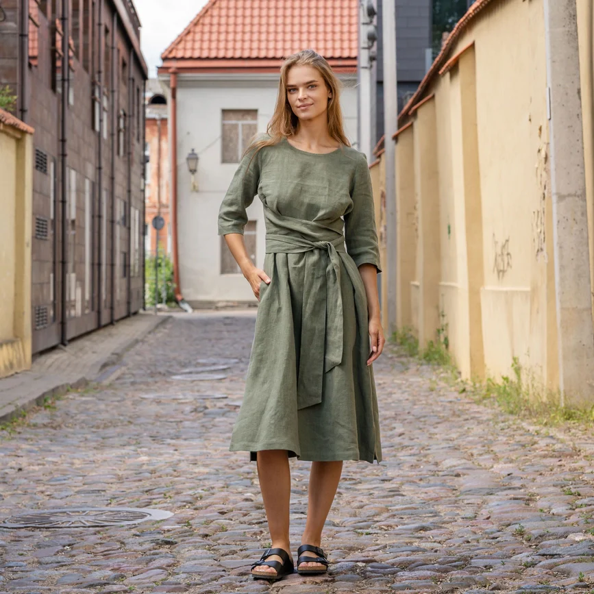 Dahlia Linen Wrap Dress - Image 7