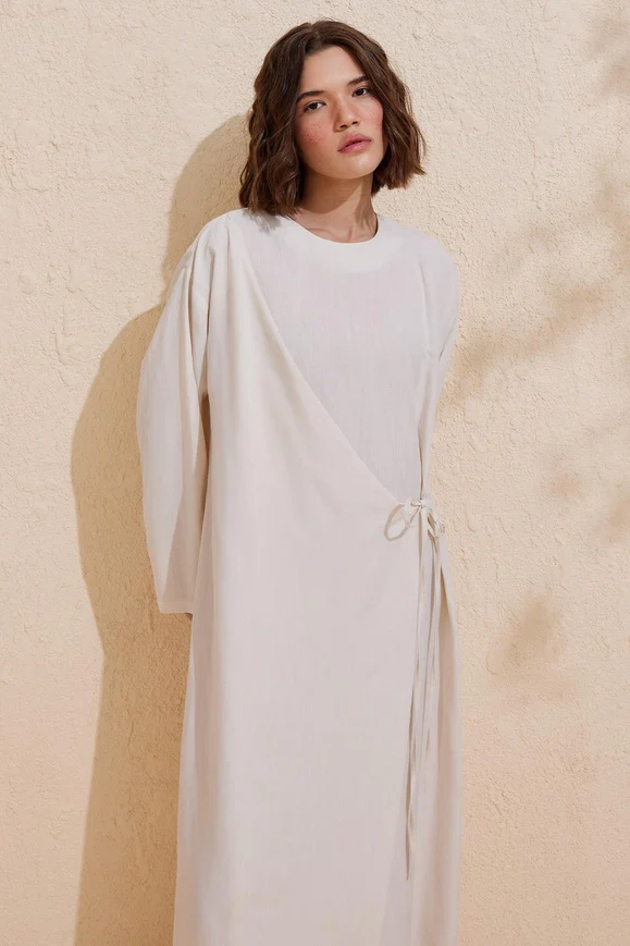 Enchanted Linen Wrap Dress - Image 10