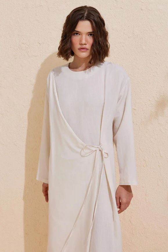 Enchanted Linen Wrap Dress - Image 7
