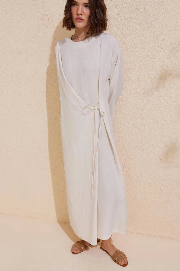 Enchanted Linen Wrap Dress - Image 9