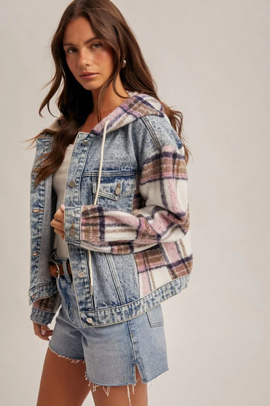 Playa Plaid Denim Jacket - Image 3