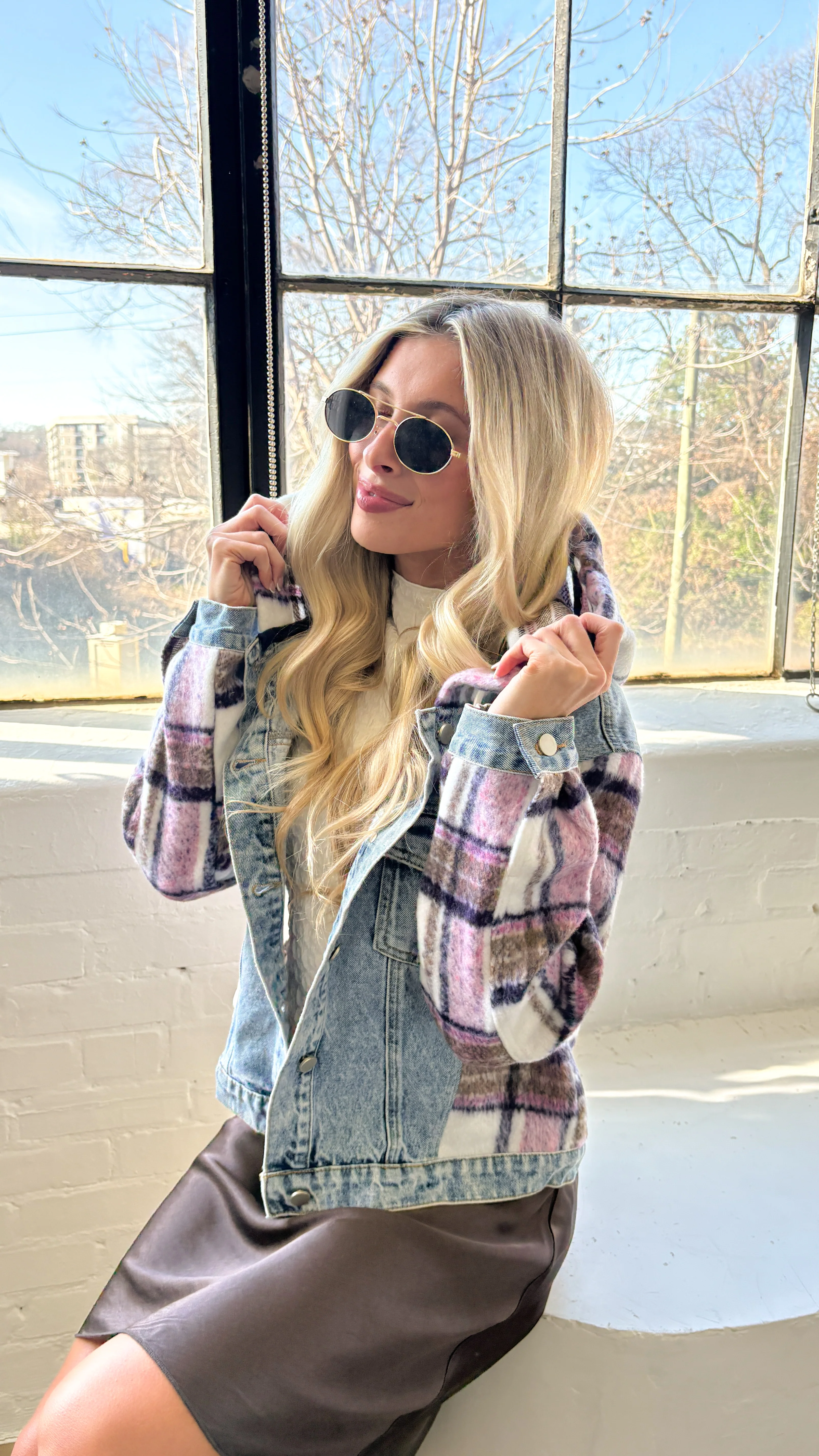Playa Plaid Denim Jacket - Image 7