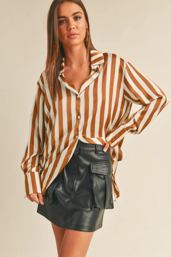 Toffee Striped Blouse