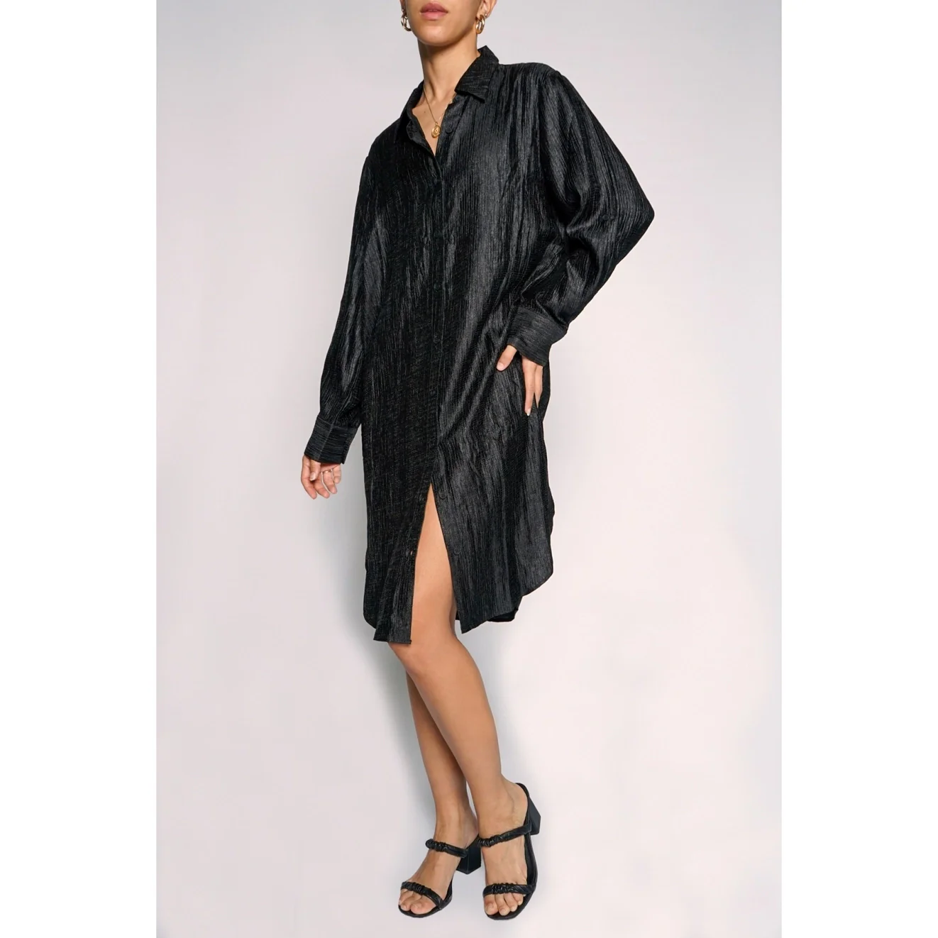 Crinkle Shirt Dress - Image 2